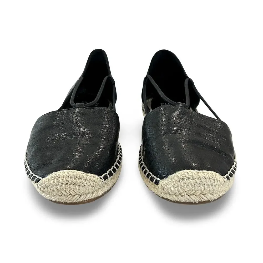 Eileen Fisher Lee Espadrille Flats Sandals Womens Size 9 Black Leather